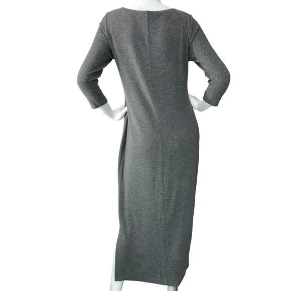 Chicos Womens Size 00 US 2 Heathered Shift Dress Midi Gray Stretch Crew Neck - Picture 7 of 16